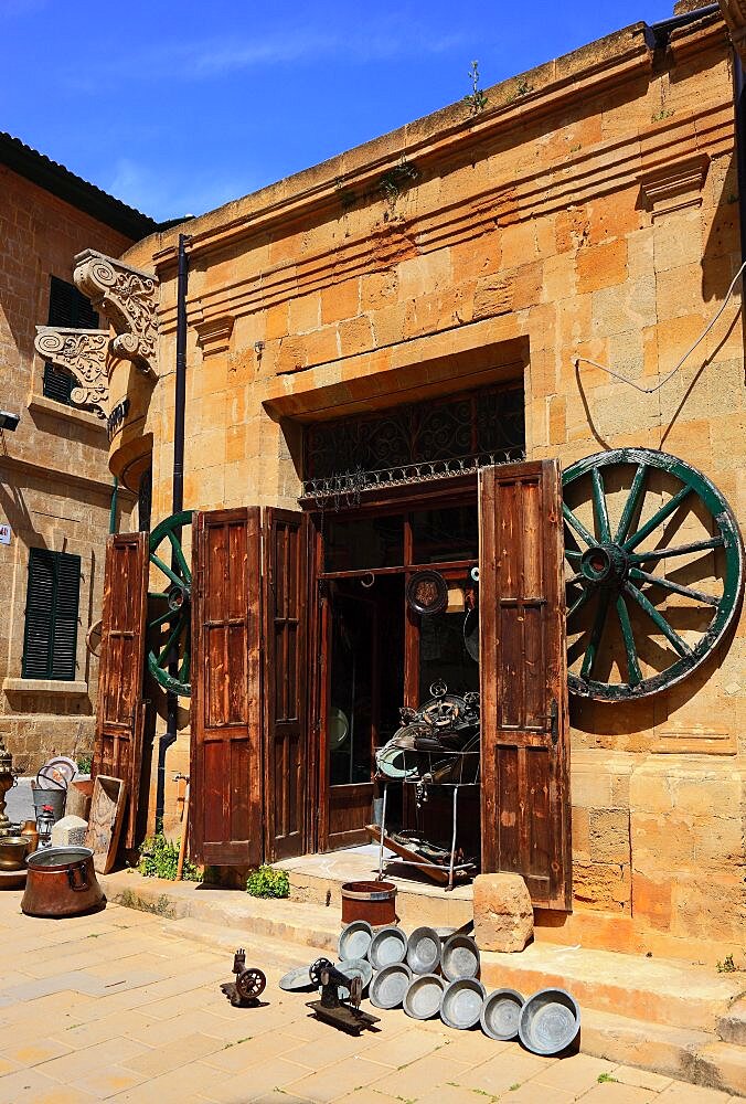 Lefkosa, Lefkosia, Nicosia, in the northern part of the capital of Cyprus, antique shop in the old town, troedel shop, northern Cyprus