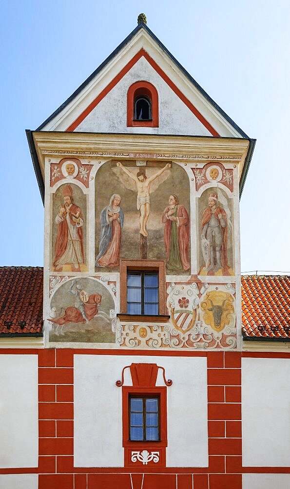 Freskan at the former pharmacy, Cistercian Abbey Vyssi Brod, Vyssi Brod on the Vltava, Hohenfurth, Sumava, South Bohemia, Bohemia, Czech Republic, Europe