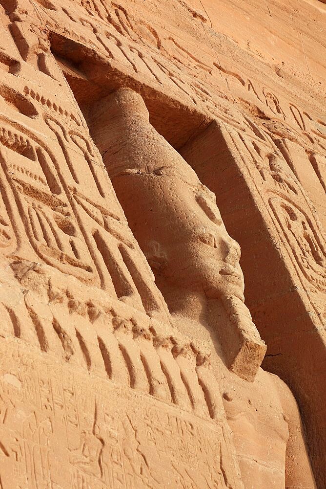 Abu Simbel, also Abu Simbal, Ebsambul or Isambul, part of the temple of Hathor, in memory of Nefetari, Upper Egypt, Egypt, Africa