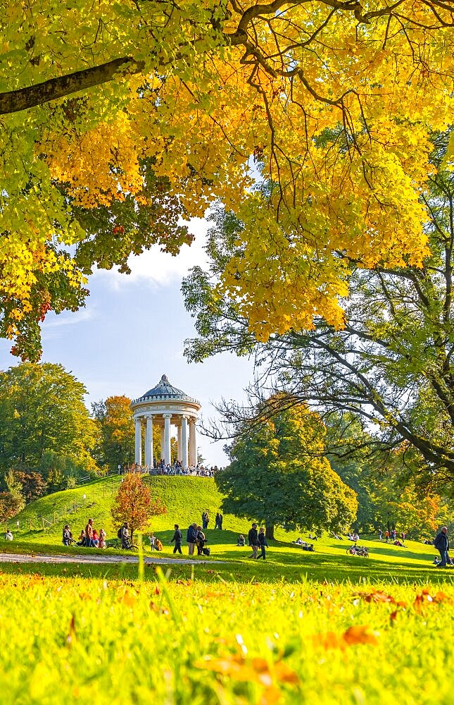 English Garden with Monopterus in Autumn, Munich, Bavaria, Germany, Europe