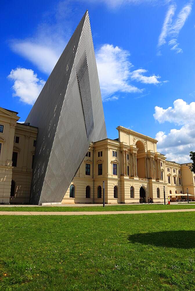 Military History Museum of the German Armed Forces, main arsenal building with wedge, architect Daniel Libeskind, Dresden, Saxony, Germany, Europe