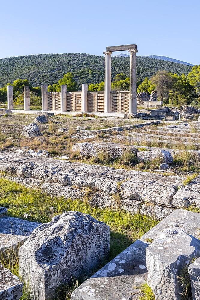 Temple of Asclepius of Epidauros, excavation site, Epidauros, Pelepones, Greece, Europe