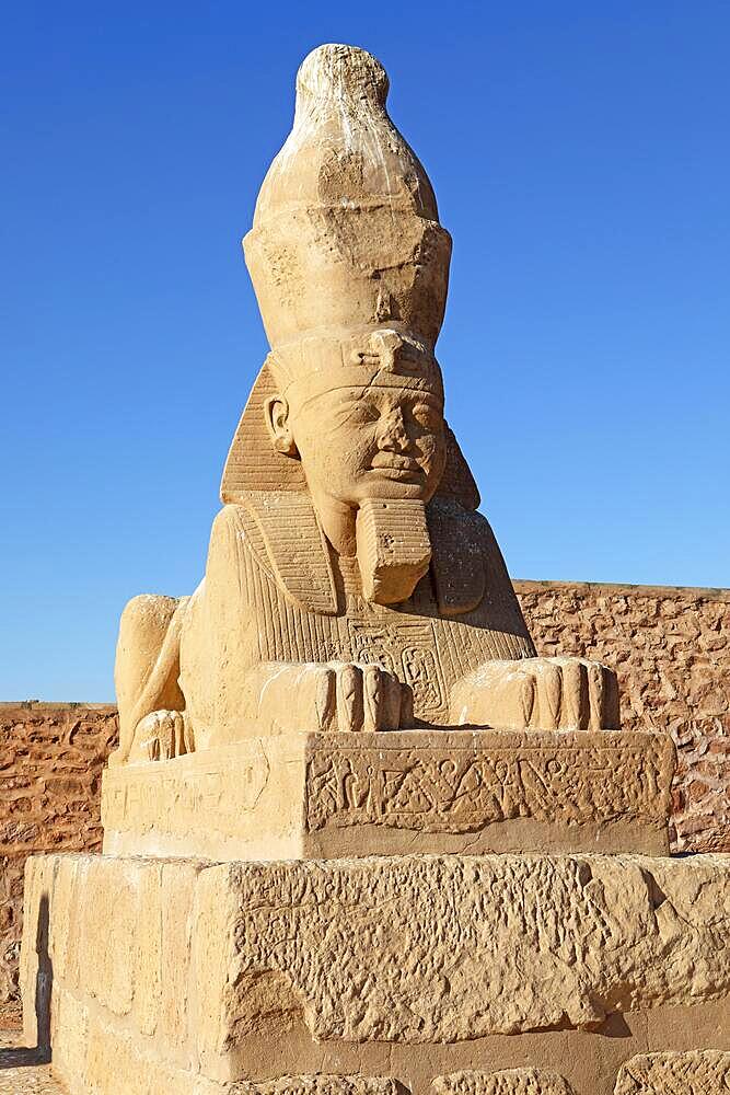 Statue of the King, Wadi Al-Sebua Temple, Aswan, Egypt, Africa