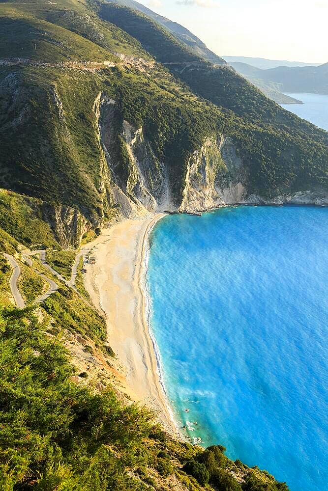 Myrtos beach in the evening, Kefalonia, Ionian Islands, Greece, Europe