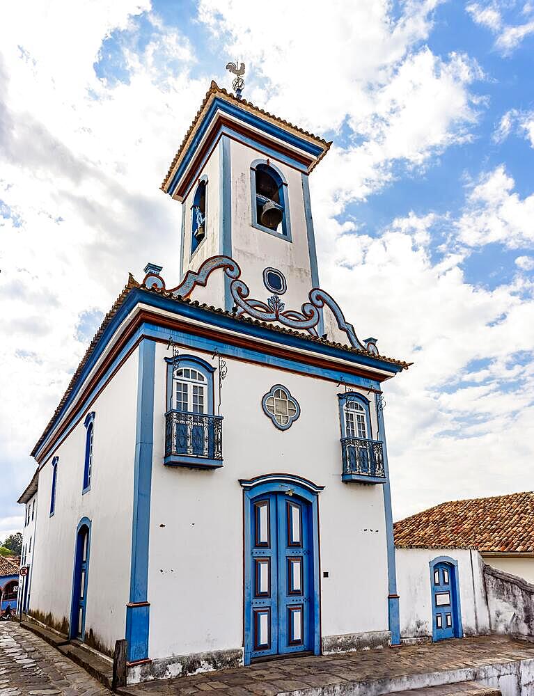 Baroque style church facade with colorful details in Diamantina, Minas Gerais, Brazil, Brasil, South America