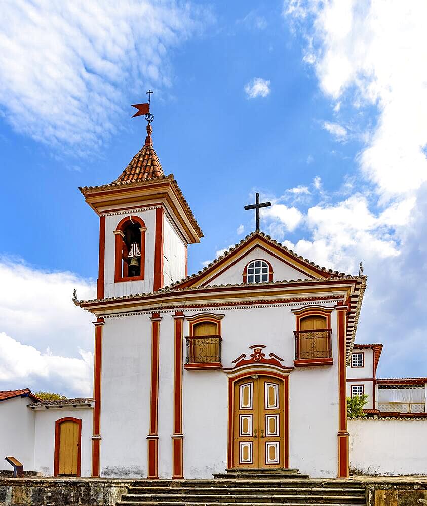 Facade of a simple baroque little church in the historic city of Diamantina in Minas Gerais, Brasil