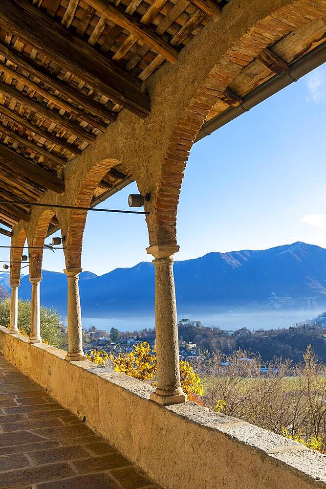 Mountain View in a Sunny Winter Day From Church dei Santi Quirico e Giulitta in Lugano, Ticino in Switzerland