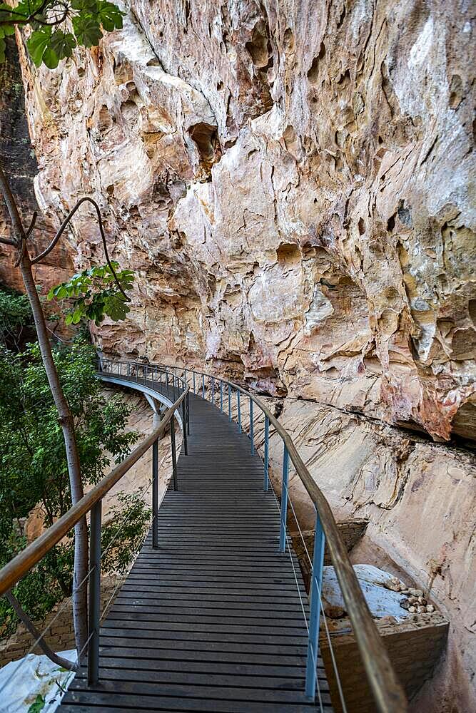 Overhanging cliffs at Pedra Furada, Unesco site Serra da Capivara National Park, Piaui, Brazil, South America