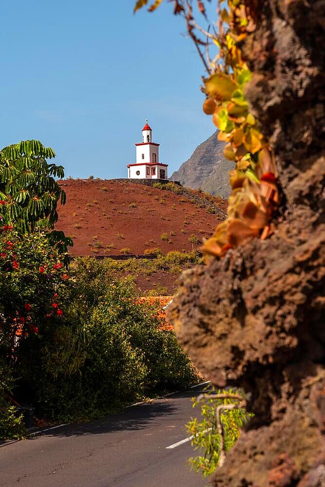 Joapira bell tower above the parish church of Nuestra Senora de Candelaria in La Frontera on El Hierro, Canary Islands, Spain, Europe