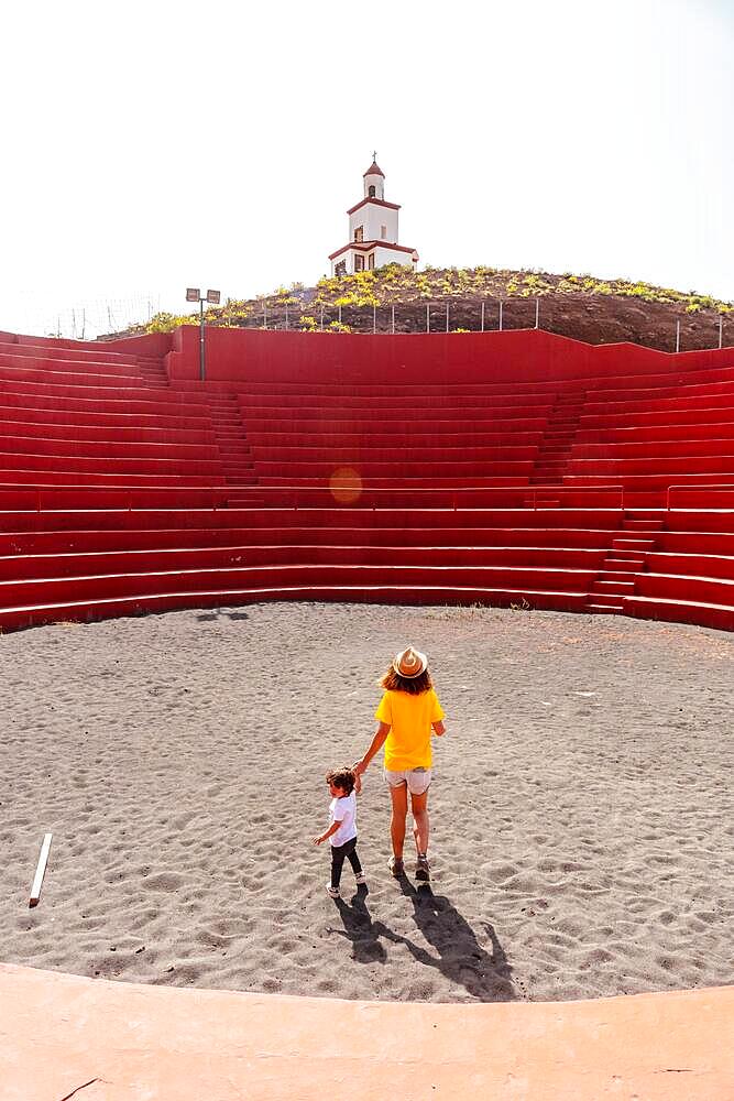 Visiting the amphitheater next to the church of Nuestra Senora de Candelaria in La Frontera in El Hierro, Canary Islands