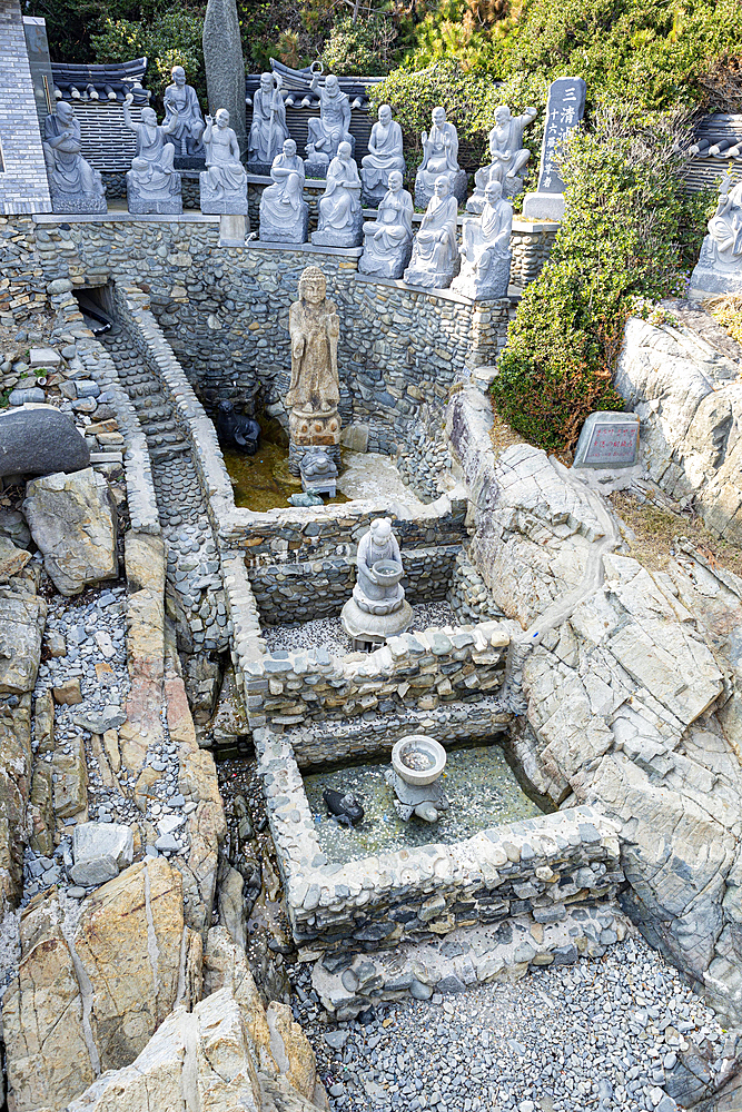 Lucky fountain with stone figures, Haedong Yonggungsa Temple, Busan, Gyeongsangnam-do Province