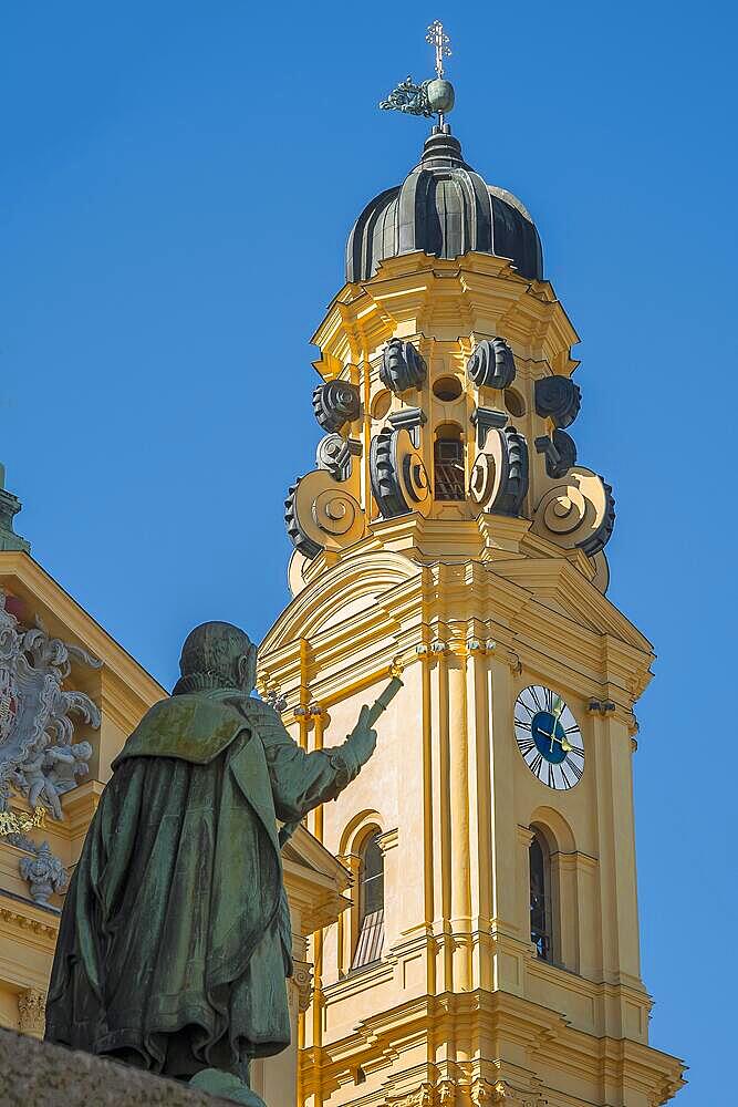 Tower of the Theatine Church St. Kajetan, Munich, Upper Bavaria, Bavaria, Germany, Europe