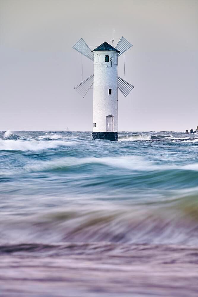 Flood in swinoujscie mills lighthouse