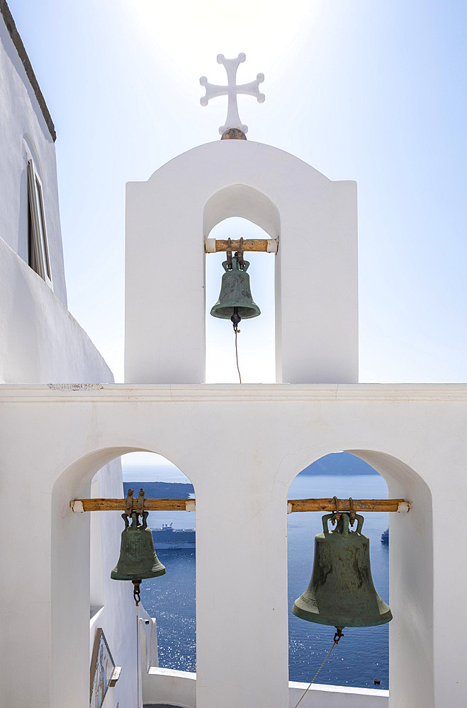 Belfry of Church of St Minas, Agios Minas, Fira, Santorini, Greece, Europe