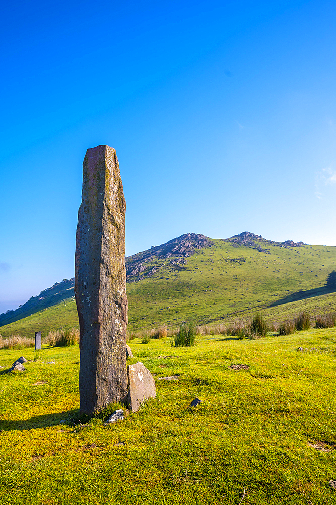 A prehistoric dolmen on top of Monte Adarra in Urnieta, near San Sebastian. Gipuzkoa, Basque Country, vertical photo