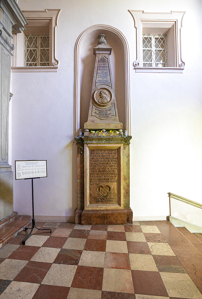 Tomb of Paracelsus, Theophrastus Bombast von Hohenhelm, Sebastian Cemetery, Church of Saint Sebastian, Salzburg, Austria, Europe