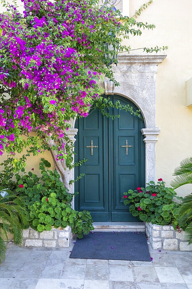 Door of the church in the Paleokastritsa monastery on Corfu