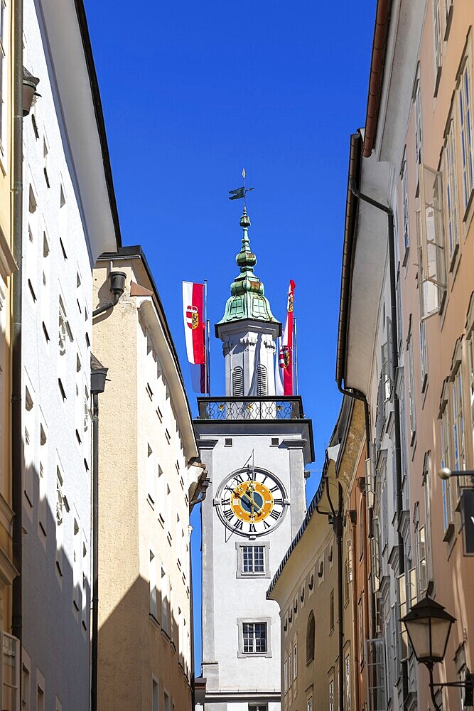 Tower of the town hall in Salzburg, Austria, Europe