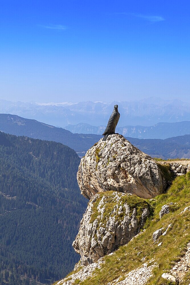 Christomanno's monument above the Carezza Pass in Catinaccio, South Tyrol