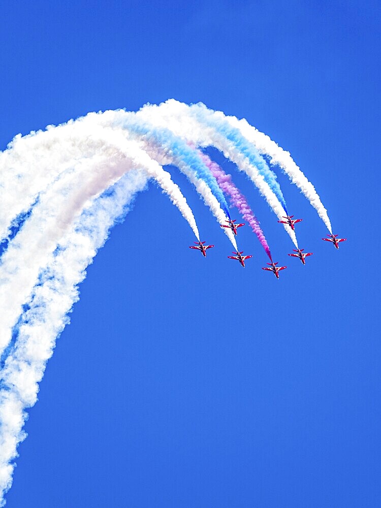 Red Arrows, Royal Air Force Aerobatic Team, Airshow 2024, Teignmouth, Devon, England, United Kingdom, Europe