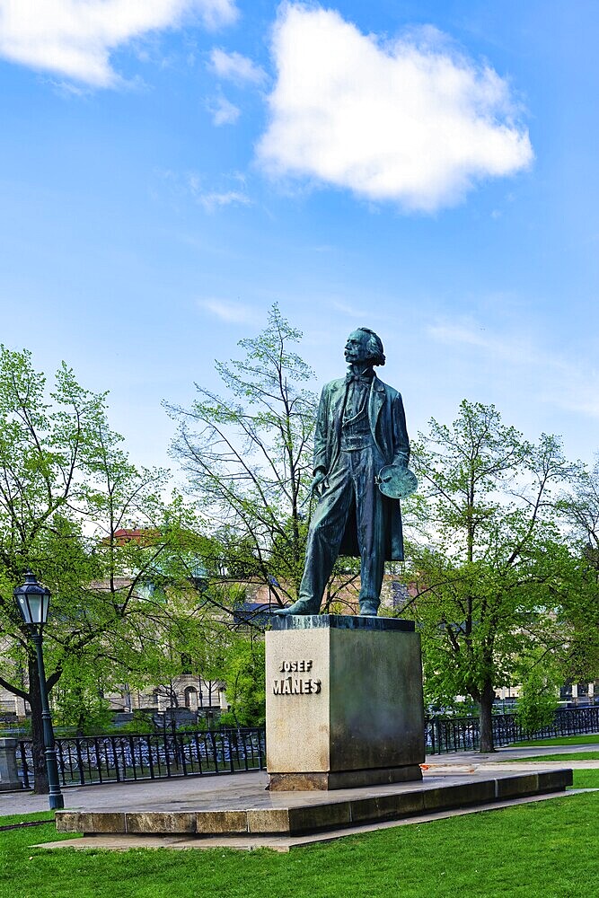 19th century painter Josef Manes statue, Prague, Bohemia, Czech Republic, Europe