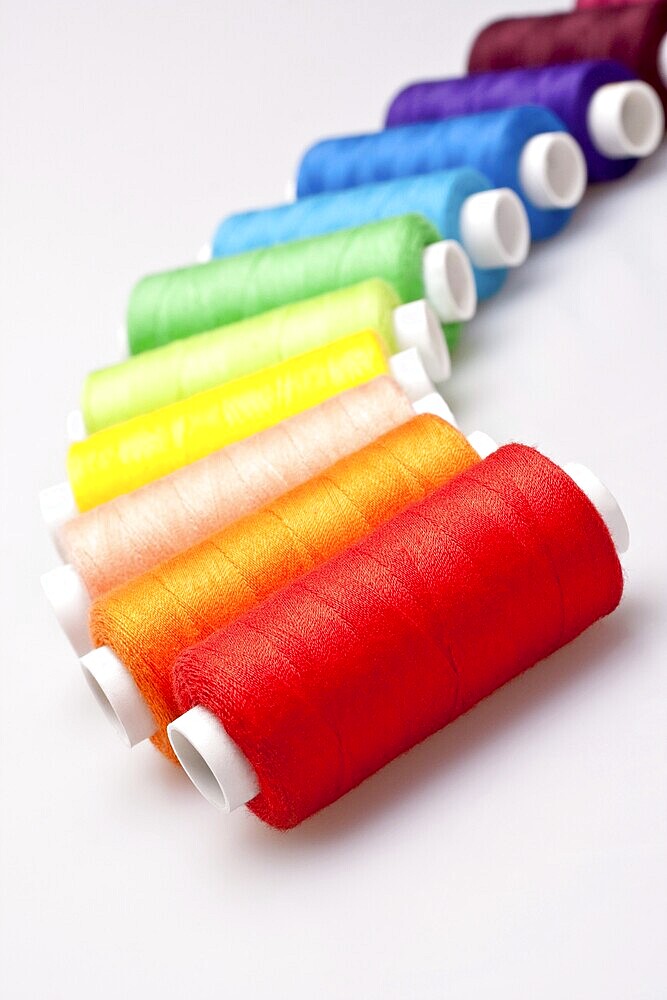 Multi-coloured rainbow threads for sewing