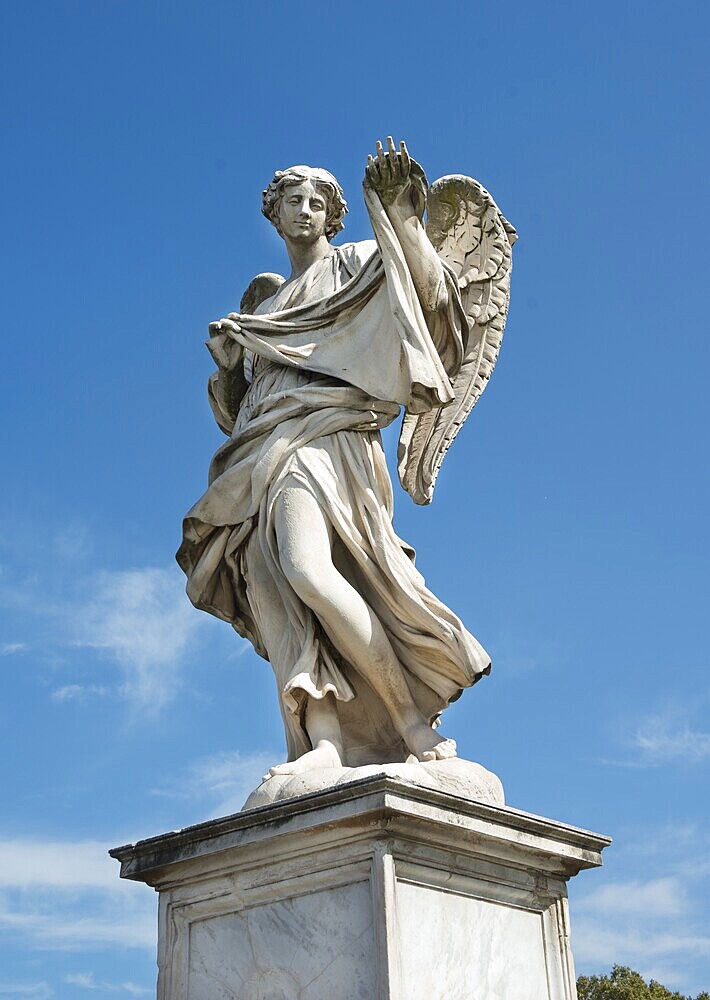 Angel statue with a napkin on the Ponte Sant'Angelo, Rome, Lazio, Italy, Europe