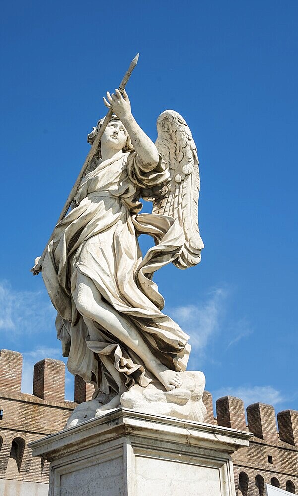 Angel statue with lance on the Ponte Sant'Angelo, Rome, Lazio, Italy, Europe