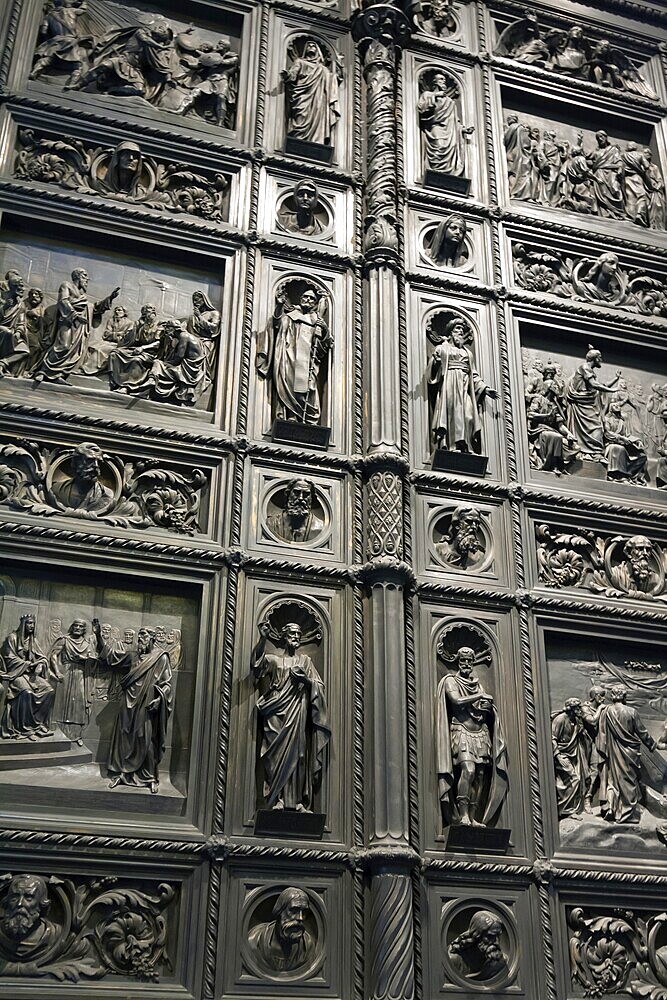 Fragment of the iron door of the church in St. Petersburg