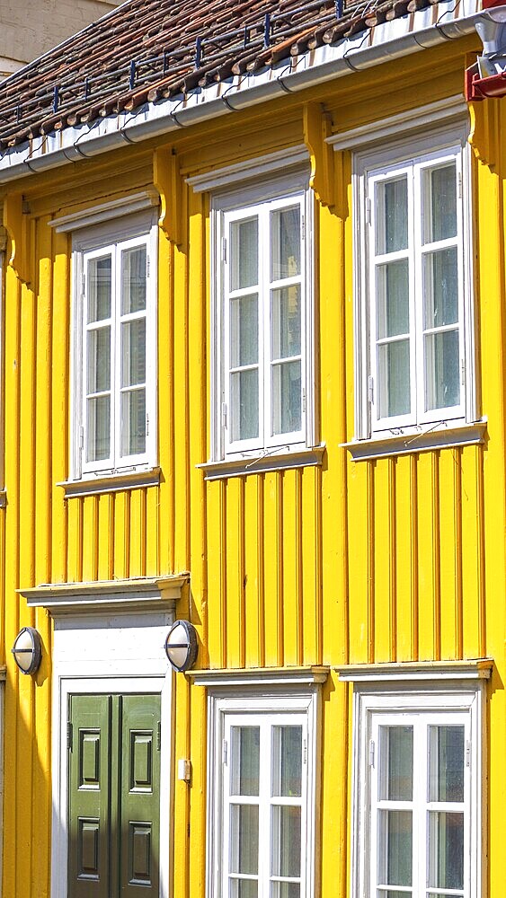 Norway, scenic Trondheim town. Bakklandet, a famous tourist travel destination with colorful houses
