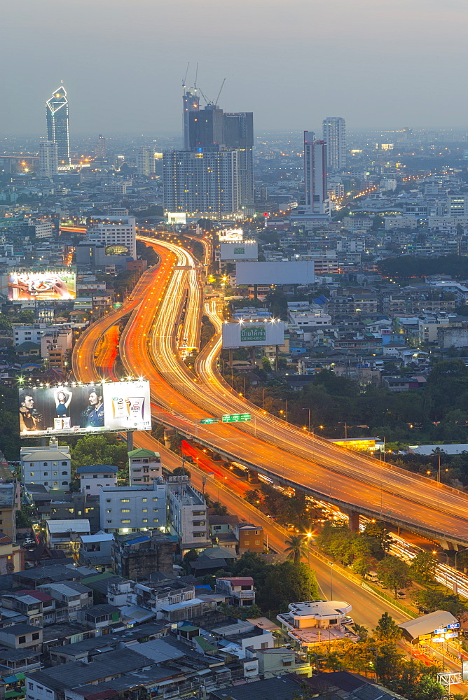 Elevated view of city skyline, Bangkok, Thailand, Southeast Asia, Asia