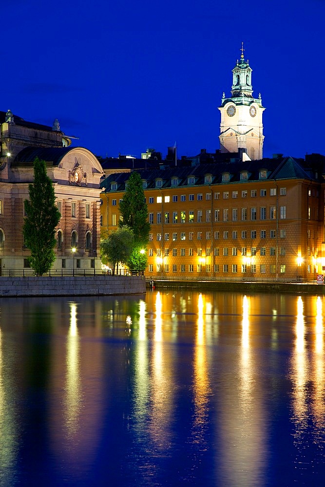 Riksdagshuset at night, Stockholm, Sweden, Scandinavia, Europe