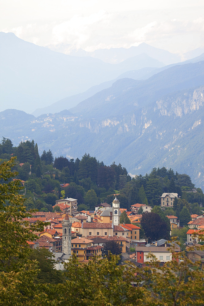 View of mountain village of Civenna, Bellagio, Lake Como, Lombardy, Italy, Europe