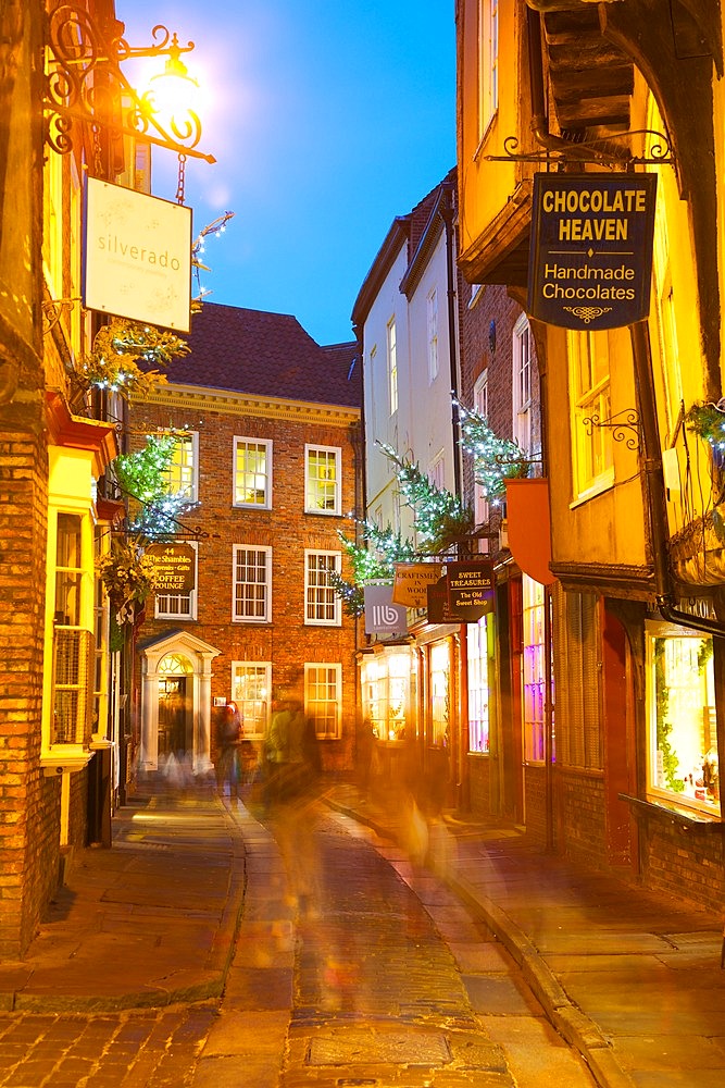 The Shambles at Christmas, York, Yorkshire, England, United Kingdom, Europe