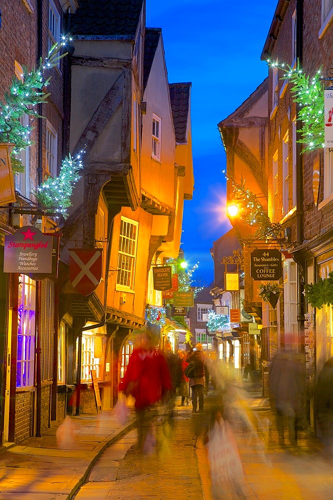 The Shambles at Christmas, York, Yorkshire, England, United Kingdom, Europe