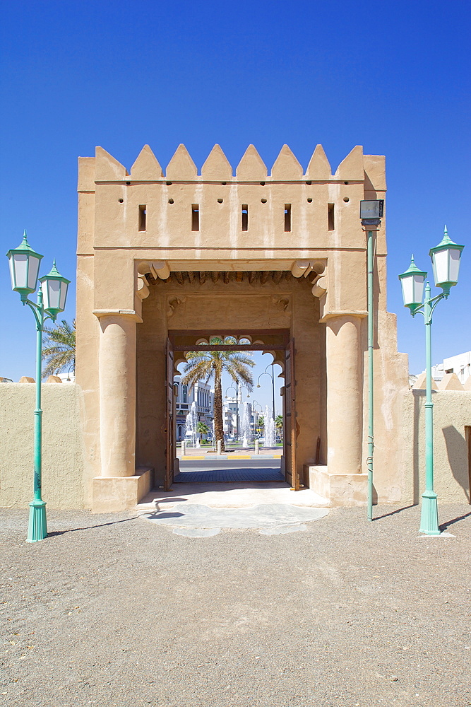 Entrance to Al Murabbaa Heritage Fort, Al Ain, Abu Dhabi, United Arab Emirates, Middle East