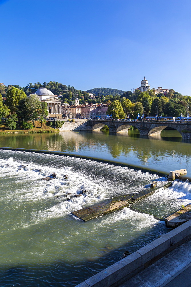 View of River Po and Church Gran Madre Di Dio, Turin, Piedmont, Italy, Europe