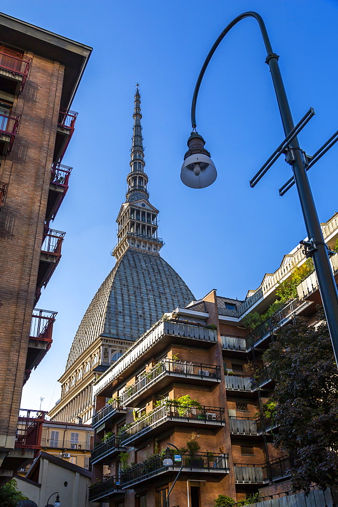 View of Mole Antonelliana at sunset, Turin, Piedmont, Italy, Europe