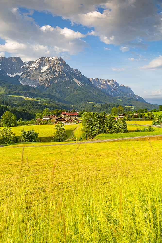 View of mountainous landscape near Worgl, Kufstein district, Tyrol, Austria, Europe