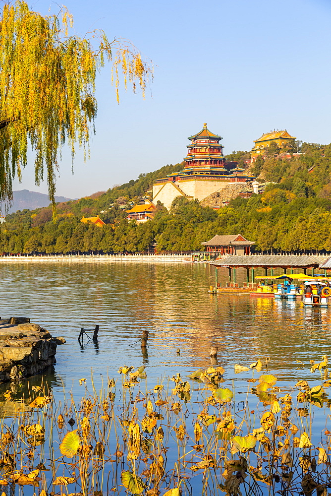 View of Kunming Lake and The Summer Palace, UNESCO World Heritage Site, Beijing, People's Republic of China, Asia