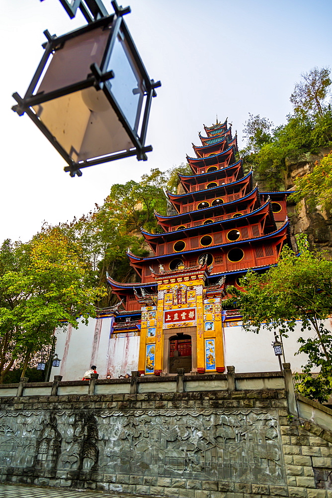 View of Shi Baozhai Pagoda on Yangtze River near Wanzhou, Chongqing, People's Republic of China, Asia