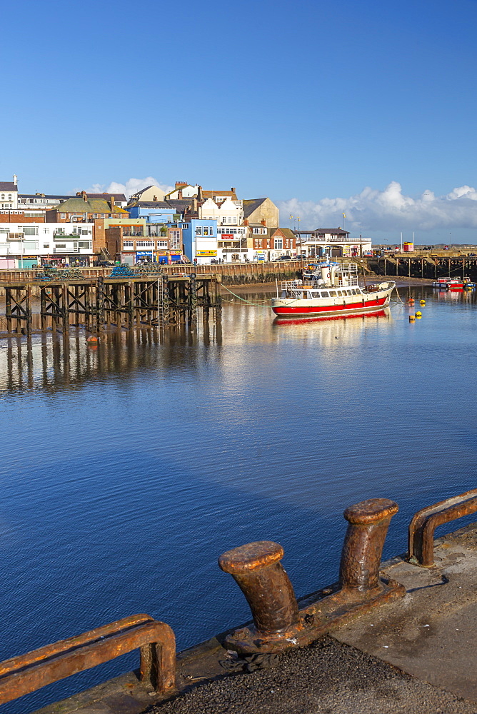 View of boats in Bridlington Harbour, Bridlington, North Yorkshire, England, United Kingdom, Europe