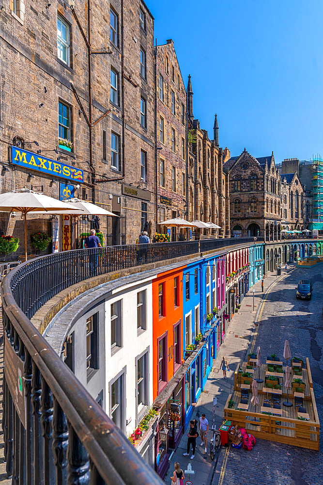 View of W Bow (West Bow) from Victoria Terrace, Edinburgh, Lothian, Scotland, United Kingdom, Europe