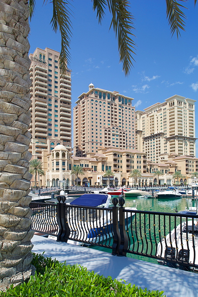 Harbour and architecture, The Pearl, Doha, Qatar, Middle East