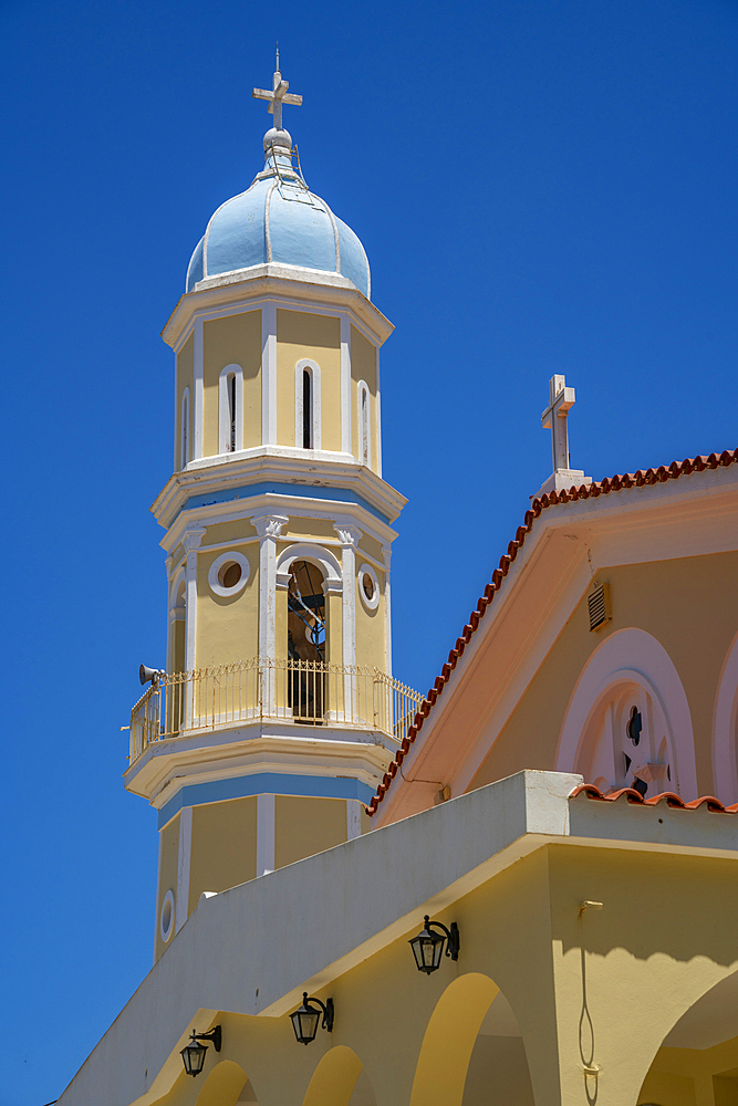 View of typical Greek Orthodox Church near Lakithra, Kefalonia, Ionian Islands, Greek Islands, Greece, Europe