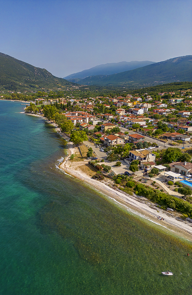 Aerial view of Sami, Kefalonia, Ionian Islands, Greek Islands, Greece, Europe