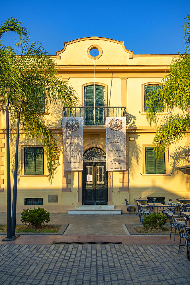 View of museum in Argostoli, capital of Cephalonia, Argostolion, Kefalonia, Ionian Islands, Greek Islands, Greece, Europe