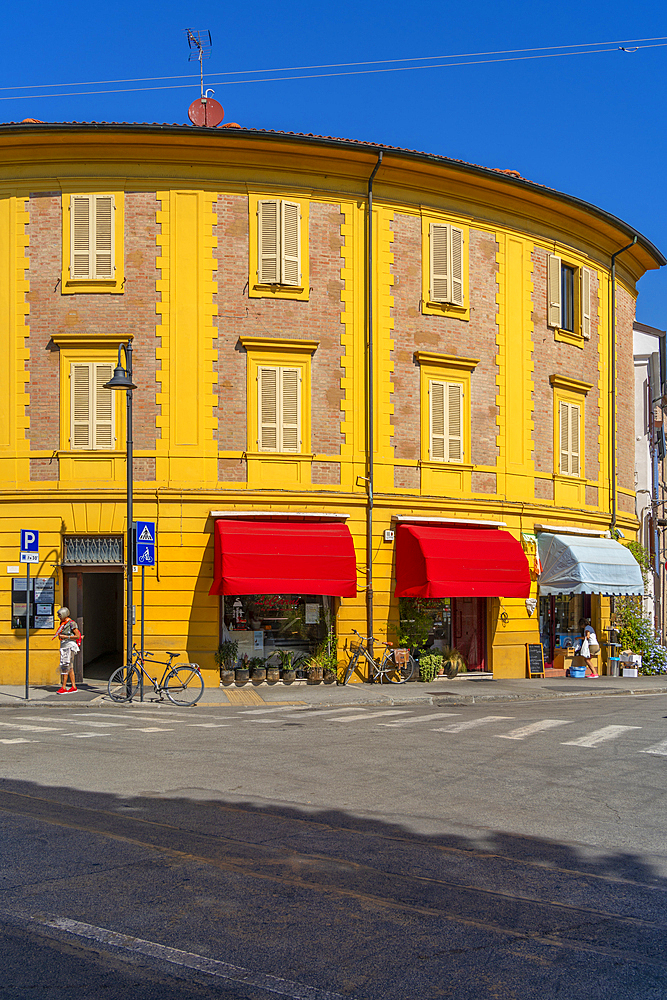 View of colourful architecture in Borgo San Giuliano district in Rimini, Rimini, Emilia-Romagna, Italy, Europe