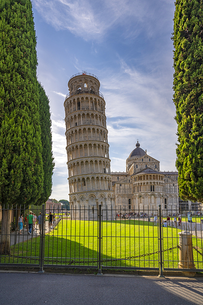 View of Leaning Tower of Pisa, UNESCO World Heritage Site, Pisa, Province of Pisa, Tuscany, Italy, Europe