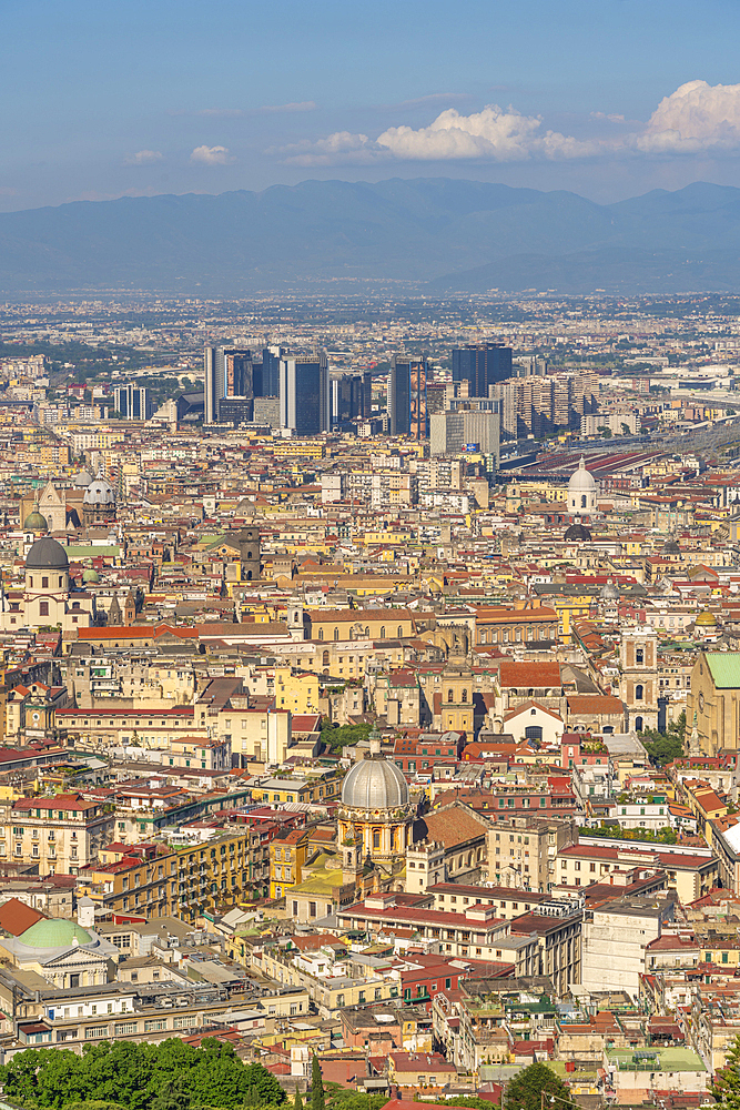 Elevated view of Naples skyline from Castel Sant'Elmo, Naples, Campania, Italy, Europe